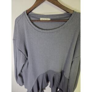 We The Free Grey Vada Thermal Long Sleeve Top Size Medium